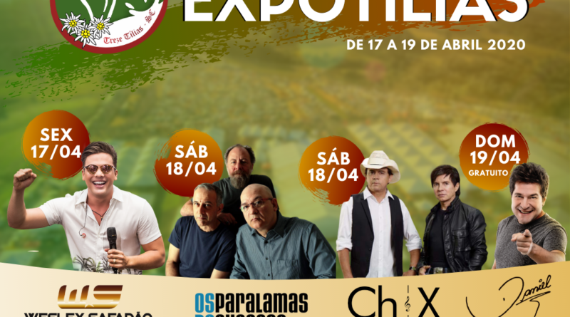 Wesley Safadão, Paralamas do Sucesso, Chitãozinho e Xororó e Daniel são as atrações da 8ª Expotílias